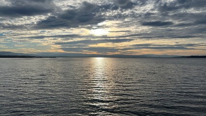 sunset over the lake 
