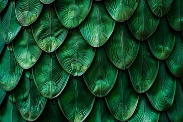 Fotobehang Snake skin background, pattern with green reptile skin © Ekaterina Shvaygert