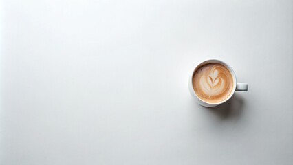 Latte in Cup Isolated with Empty Space for Text on Top