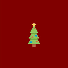 Christmas Tree icon red background.
