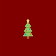 Naklejka na ściany i meble Christmas Tree icon red background.