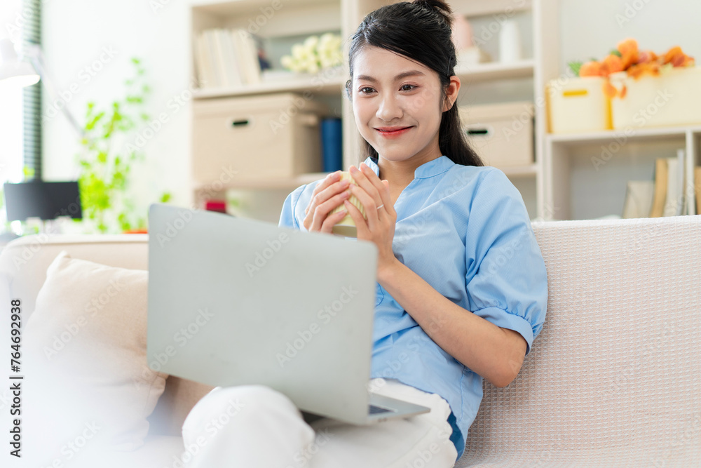 Canvas Prints Photo of young Asian girl at home