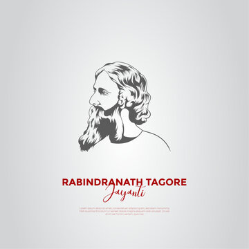 Vector illustration of Happy Rabindranath Tagore Jayanti social media story feed set mockup template flyer poster, banner. vector illustration.