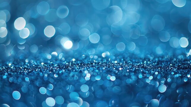 Blue glitter vintage bokeh lights background