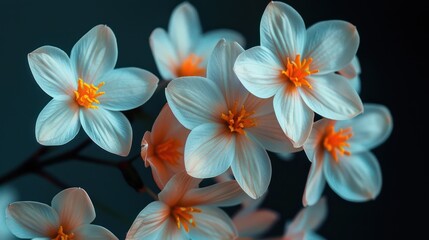 Close up of a bunch of flowers on a black background