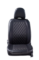 Black eco leather cover for car seat on isolated white background
