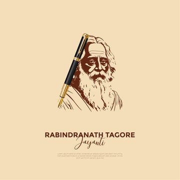 Vector illustration of Happy Rabindranath Tagore Jayanti social media story feed set mockup template flyer poster, banner. vector illustration.