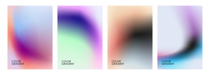 Set of blurred backgrounds. Bright color gradients. Defocused color stains for creative graphic design. Vector illustration.