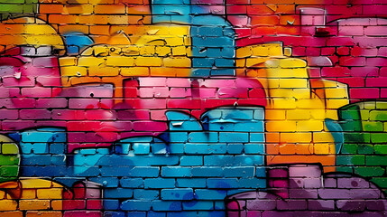 Naklejka premium Bright street art graffiti style in city alley