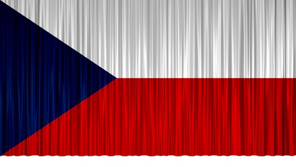 geschlossener Vorhang mit der tschechischen Flagge - obrazy, fototapety, plakaty
