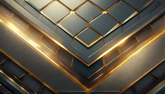 metal background, Hexagonal abstract metal background with light 