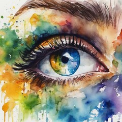 eye of the girl in watercolors