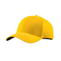 Fototapeta premium Bright yellow baseball cap on white background