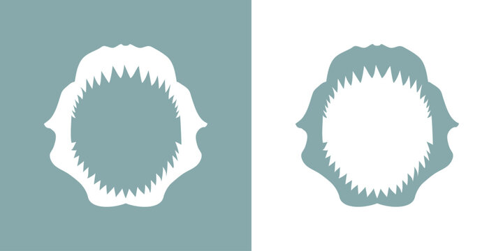 Logo Nautical. Silueta de mand&iacute;bula de tibur&oacute;n