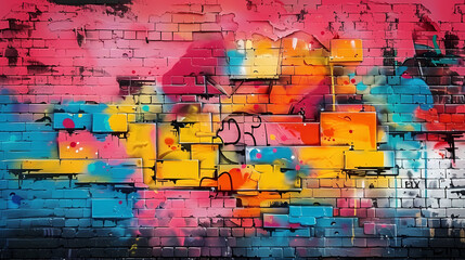 Graffiti brick wall