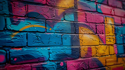 Graffiti brick wall