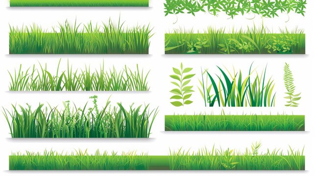 A set of green grass banners in vector format, providing versatile illustrations for a range of design projects