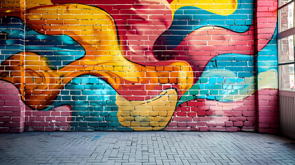 Graffiti brick wall