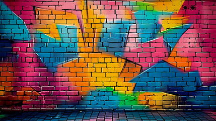 Graffiti brick wall