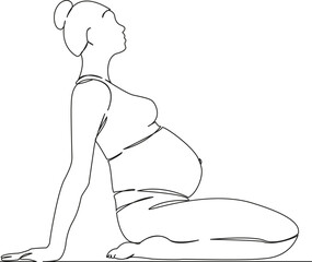 pregnant woman doing yoga and gymnastics