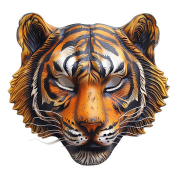 tiger head mask - vector cartoon illustration isolated on white background 3d render Generative AI