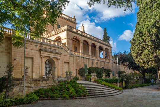 Attard, Malta - March 11th 2022: The San Anton Palace built in 1625AD as the summer residence of the Grand Masters. Since independence in 1974 it has been the President&rsquo;s official residence.