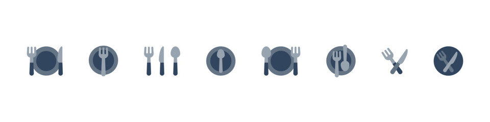 Food icon set. Cutlery set sign. Restaurant menu logo. Lunch cafe symbol isolated.