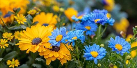 Yellow-blue wildflowers like the flag of Ukraine