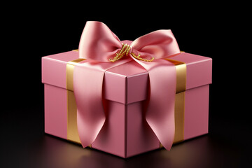 Obraz premium box with gold ribbon gift St Valentines сreated with Generative Ai