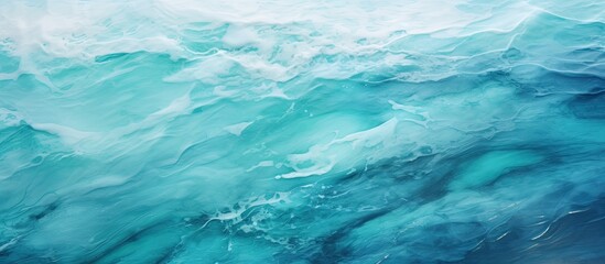 Fototapeta na wymiar An artistic portrayal of a wave in shades of blue creating a foamy white crest, resembling the ocean's beauty and power