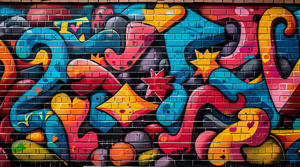 Fototapeta premium Graffiti brick wall