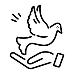 Handy line style icon of peace bird 