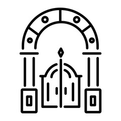 A well-designed linear icon of church gate 