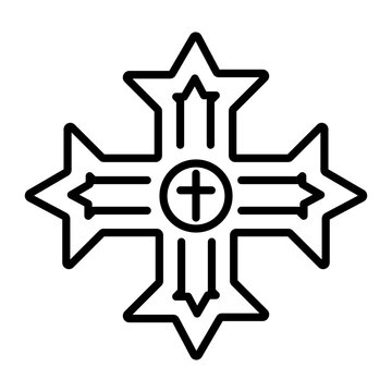 Trendy line style icon of a coptic cross 