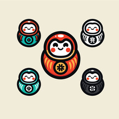 Cute Daruma Cartoon Vector Art Design