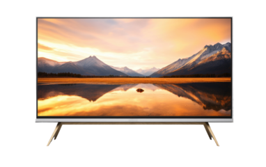 Ultra-Thin Smart TV with Stand Isolated on Transparent Background