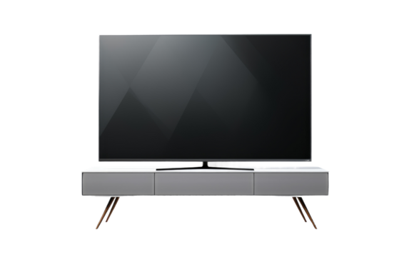 Sleek LED Smart TV with Stand Isolated on Transparent Background