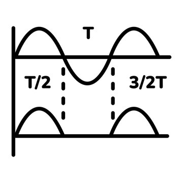 Get linear icon of half rectification graph 