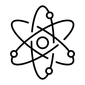 Handy linear icon depicting atomic structure 