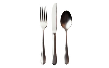 Classic Silver Flatware Isolated on Transparent Background