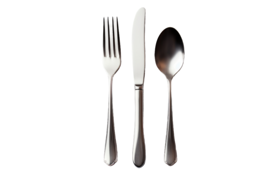 Classic Silver Flatware Isolated on Transparent Background