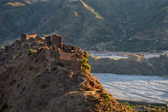 Aspromonte National Park, Amendolea Vecchio, province of Reggio Calabria, Italy, ruins of the castle of the Ruffo di Calabria