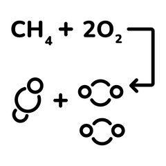 Combustion reaction icon in outline style 