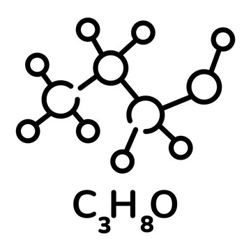 Trendy line style icon depicting n propanol structure 