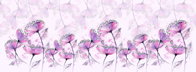 watercolor pink color flower illustration, Scarf shawl pattern design
