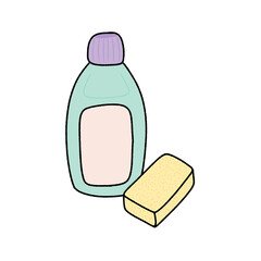Dishwashing liquid and sponge