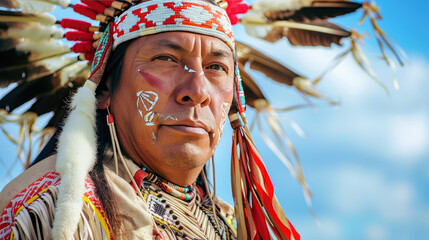 portrait of a Native American Indian in national costume