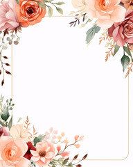 Wedding invitation or Mother's Day background, empty space surrounded with flowers, top view peonies - obrazy, fototapety, plakaty