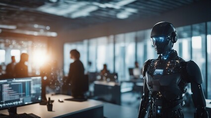 Generative AI. This captivating image perfectly captures the harmonious coexistence of technology and humanity in the not-so-distant future. power and efficiency