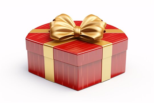a red box with a gold bow
